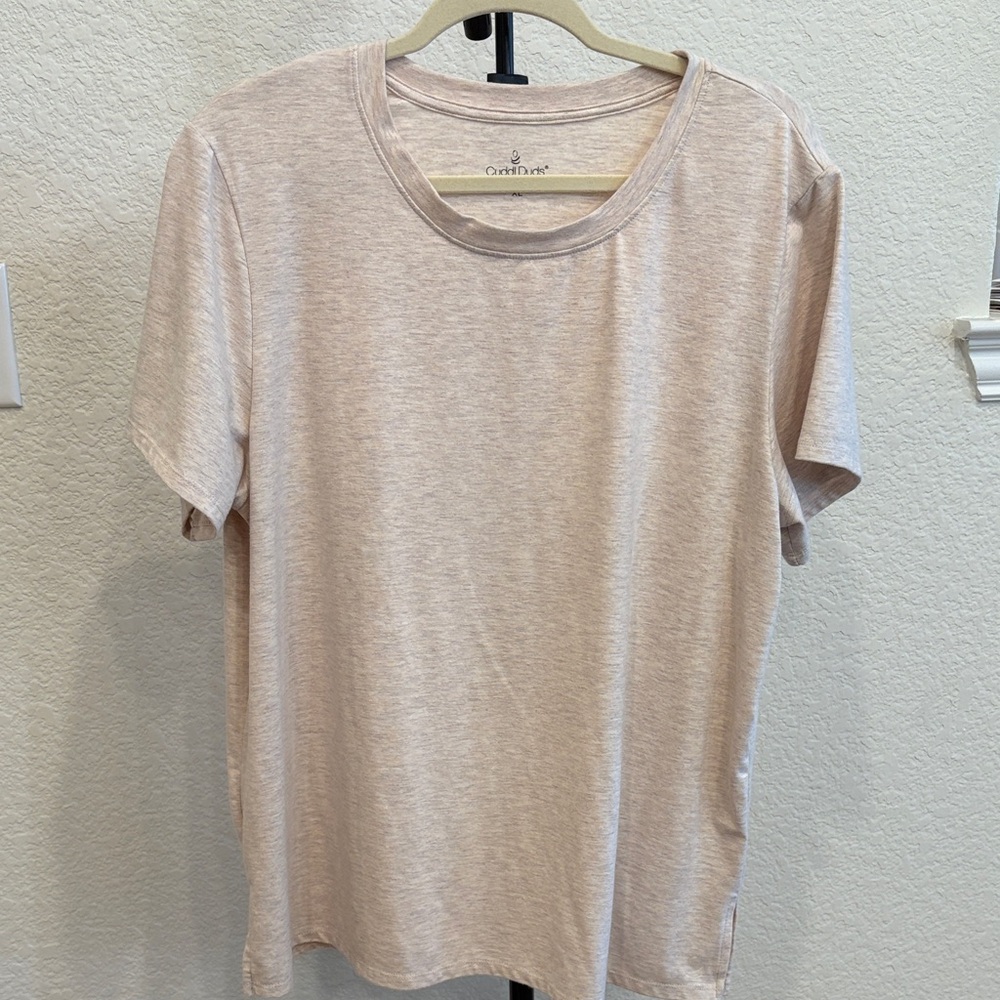 Cuddl Duds Light Beige Short Sleeve Tee